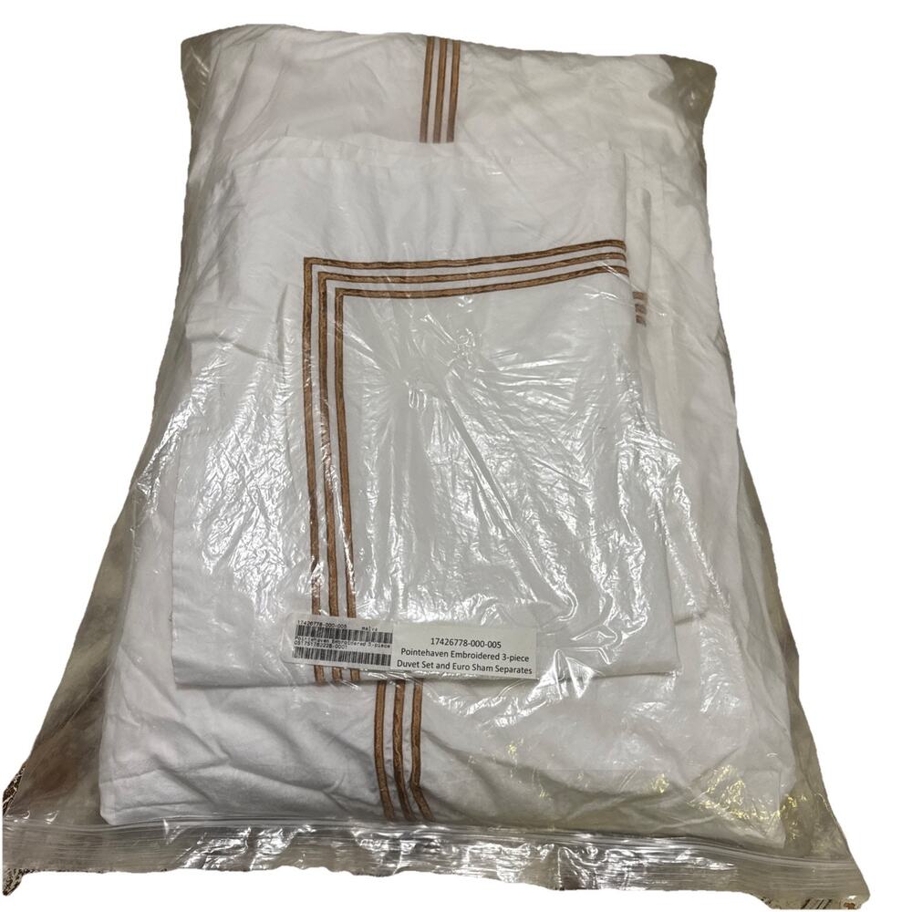 Pointehaven Embroidered Hotel Luxury King 3-piece Duvet Set NEW